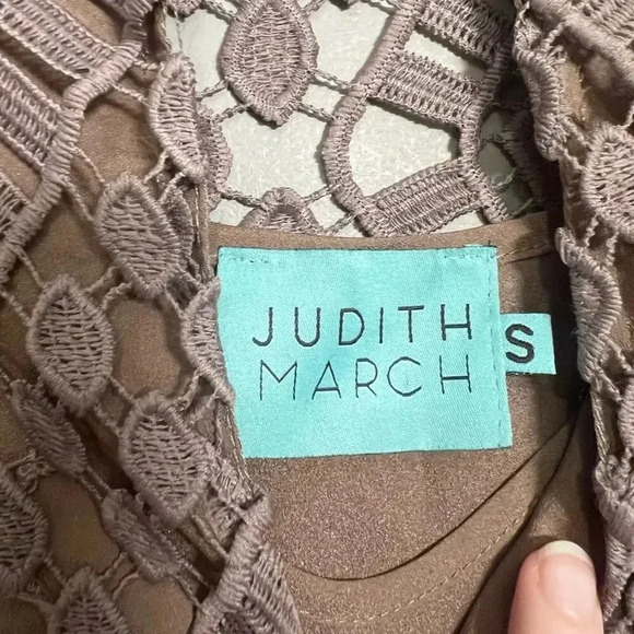 Judith March Brown Crochet Bell Sleeve Sheath Dress - Size Small - Picture 2 of 5